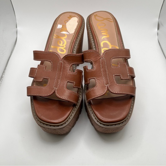 NWOB Sam Edelman Women's Laine Platform Wedge Sandal Color: Rich Cognac size 8.5 - Picture 2 of 11